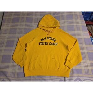 Vintage 70s 80s Sweatshirt Size Large Yellow Hoodie Van Buren Youth Camp
